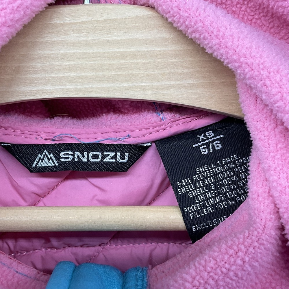 Snozu‎ Jacket Girls 5-6 Years Blue Quilted Hooded Full Zip Fleece Lined - Picture 2 of 9